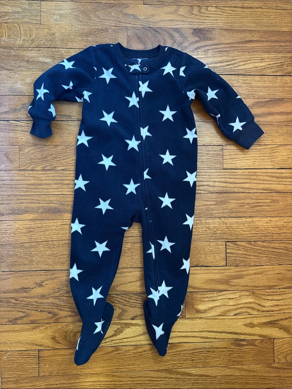 Primary Kids Inc Navy Star Print Fleece One-Piece Footed Pajamas